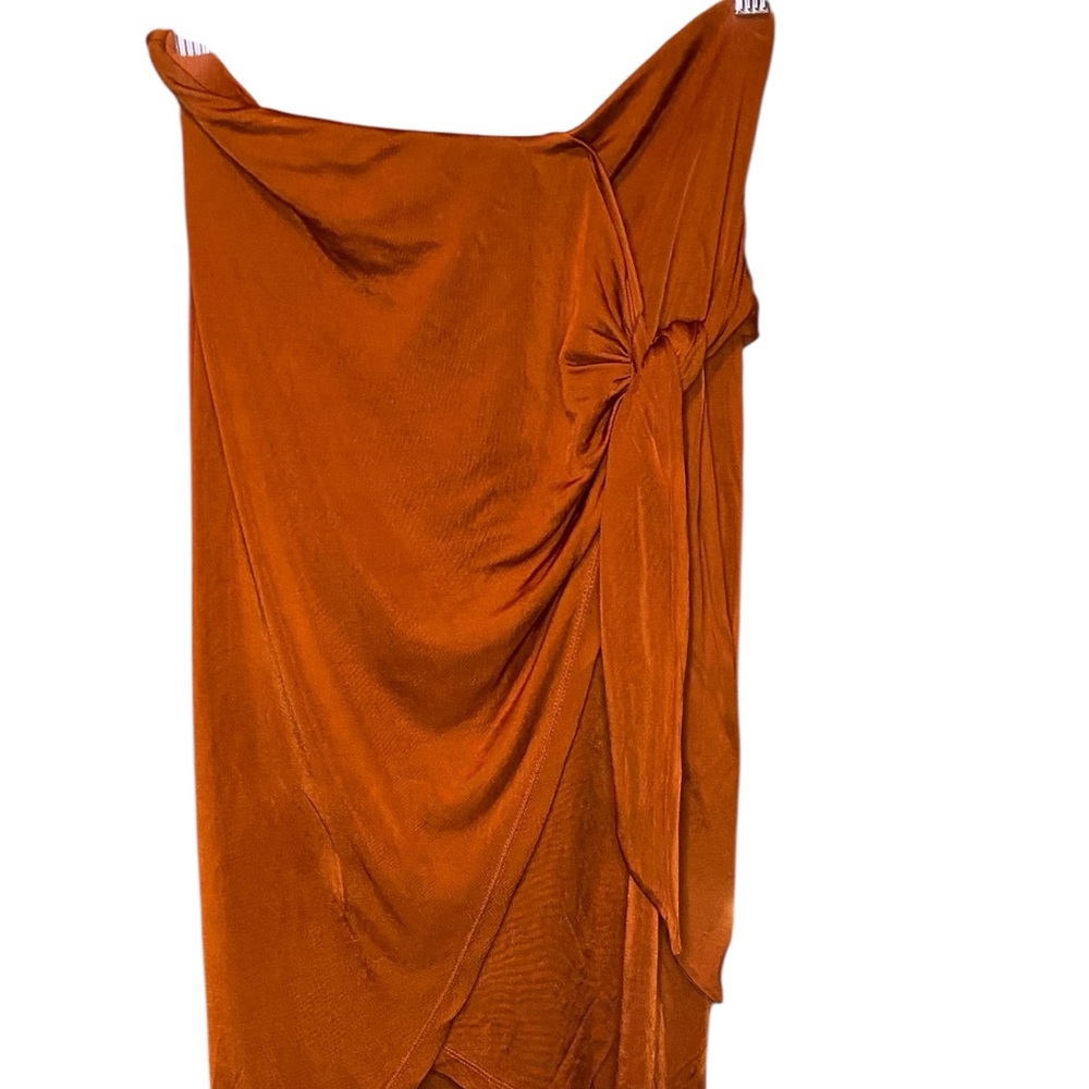 Maeve Anthropologie Terracotta Draped Midi Skirt Silk Blend Boho Small - Picture 6 of 8